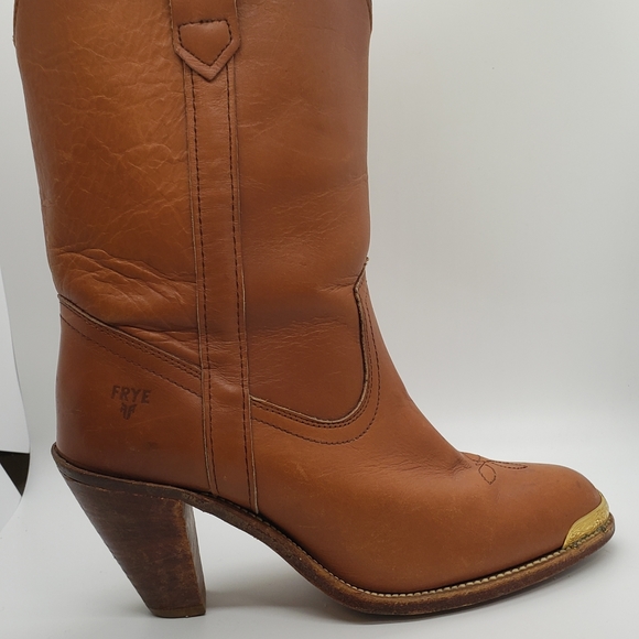 Vintage Frye USA Made Leather Cowboy Boots Size 10 - Picture 6 of 11